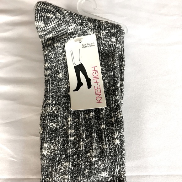 BUNDLE BOTH for $20!! Boot socks Crochet Lace NWT Black Marble One-Size - Picture 3 of 4